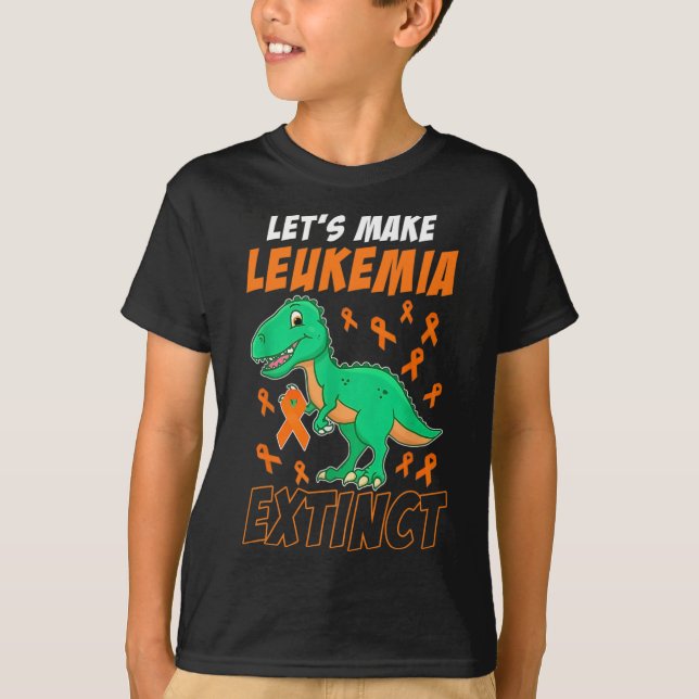 Leukemia Dinosaur Orange Ribbon Hematologist Repti T-Shirt (Front)