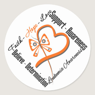 Leukemia Faith Hope Love Butterfly Classic Round Sticker