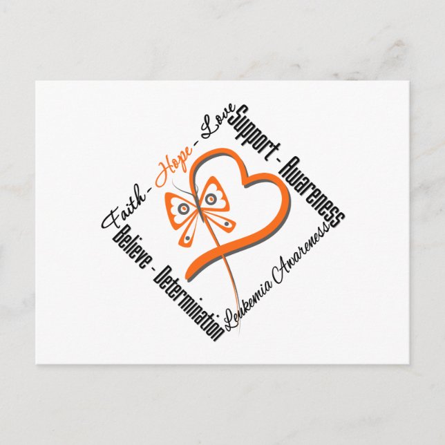 Leukemia Faith Hope Love Butterfly Postcard (Front)
