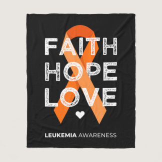 Leukemia Faith Hope Love Orange Ribbon Leukemia Aw Fleece Blanket