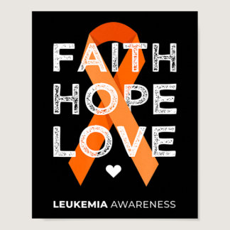 Leukemia Faith Hope Love Orange Ribbon Leukemia Aw Poster