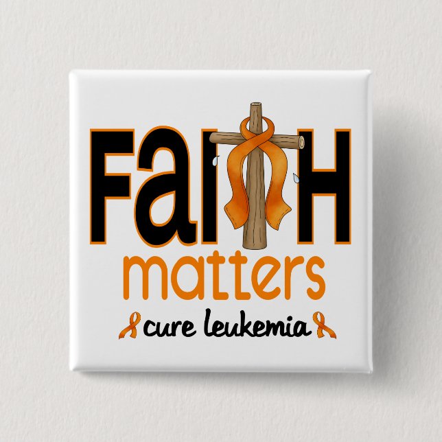 Leukemia Faith Matters Cross 1 Pinback Button (Front)