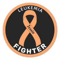 Leukemia Fighter Ribbon Black Round Sticker