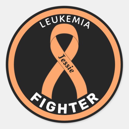 Leukemia Fighter Ribbon Black Round Sticker