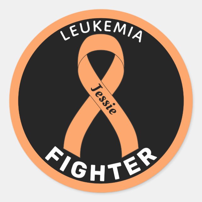 Leukemia Fighter Ribbon Black Round Sticker (Front)