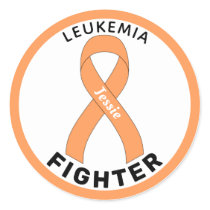 Leukemia Fighter Ribbon White Round Sticker
