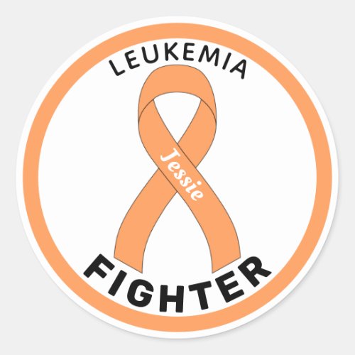 Leukemia Fighter Ribbon White Round Sticker