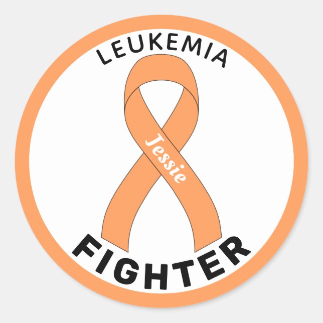 Leukemia Fighter Ribbon White Round Sticker (Front)