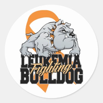 Leukemia Fighting Bulldog Classic Round Sticker by fightcancertees at Zazzle