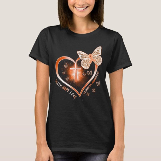 leukemia heart cross gift warrior survivor T-Shirt (Front)