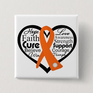 Leukemia Heart Ribbon Collage Pinback Button