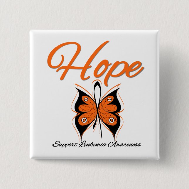 Leukemia Hope Butterfly Ribbon Pinback Button (Front)