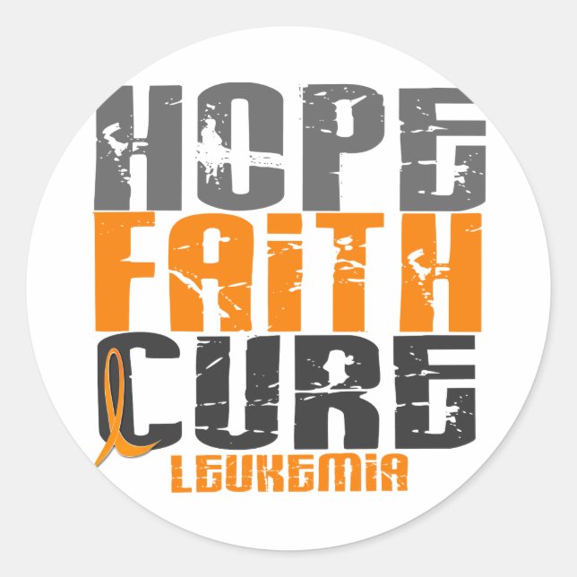 Leukemia HOPE FAITH CURE Classic Round Sticker (Front)