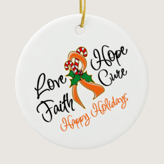 Leukemia Hope Love Cure Happy Holidays Ceramic Ornament