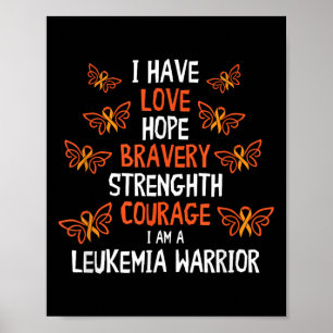 Leukemia I Hope Bravery Leukemia Awareness Orange Poster