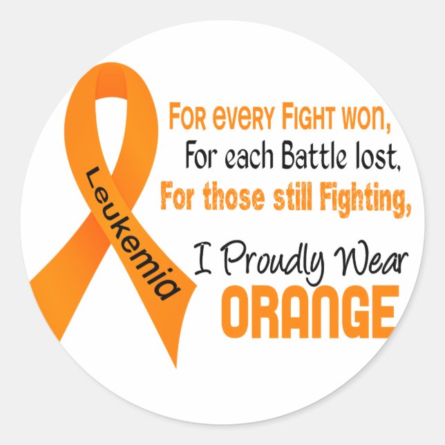 Leukemia I Proudly Wear Orange Classic Round Sticker (Front)