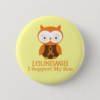 Leukemia I Support My Son Owl Awareness Pinback Button