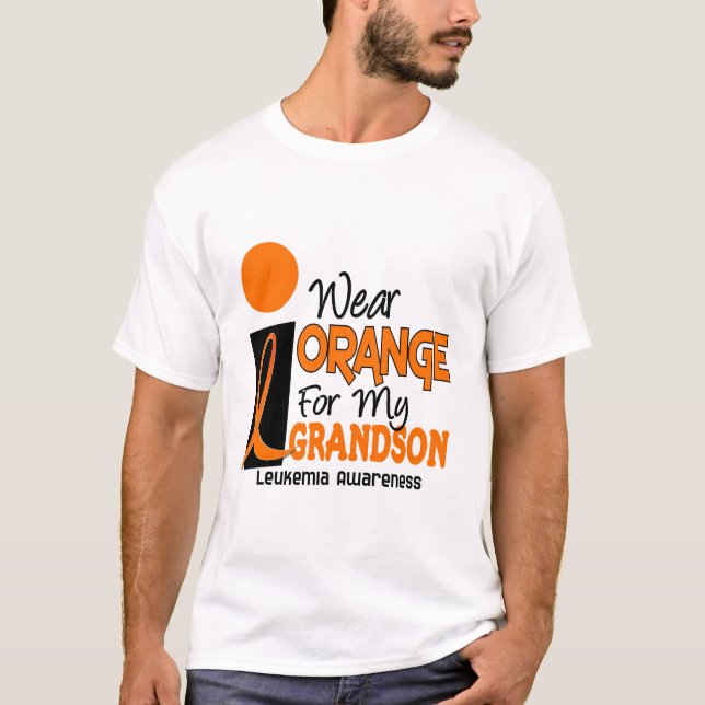 Leukemia I WEAR ORANGE FOR MY GRANDSON 9 T-Shirt (Front)