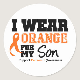 Leukemia I Wear Orange For My Son Classic Round Sticker