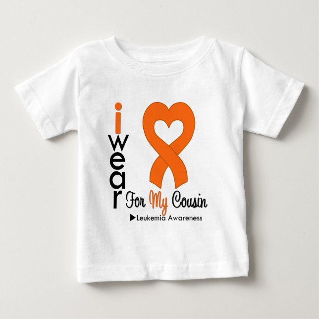 Leukemia I Wear Orange Heart Ribbon For My Cousin Baby T-Shirt (Front)