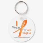 Leukemia I Wear Orange Ribbon Daughter Keychain