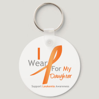 Leukemia I Wear Orange Ribbon Daughter Keychain