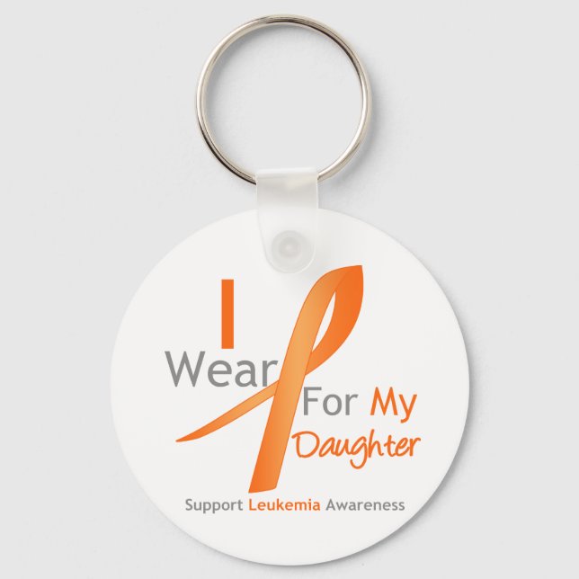 Leukemia I Wear Orange Ribbon Daughter Keychain (Front)