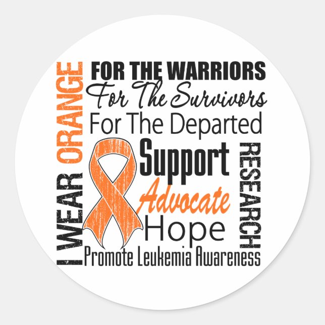 Leukemia I Wear Orange Ribbon TRIBUTE Classic Round Sticker (Front)
