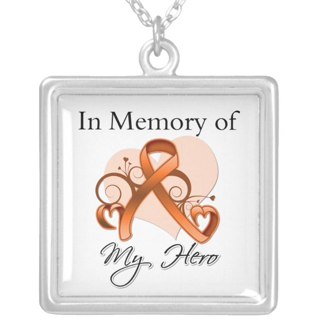 Leukemia - In Memory of My Hero Silver Plated Necklace (Front)
