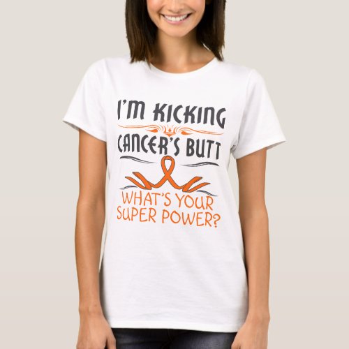 Leukemia Kicking Cancer Butt Super Power T_Shirt