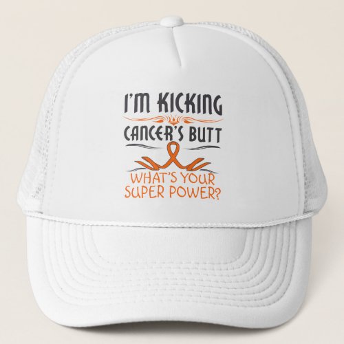 Leukemia Kicking Cancer Butt Super Power Trucker Hat