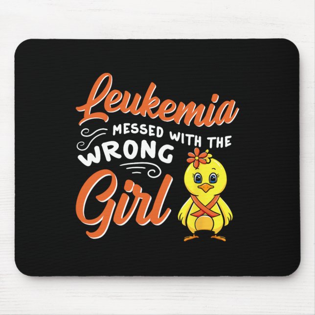 Leukemia Messed With The Wrong Girl Chick Awarenes Mouse Pad (Front)