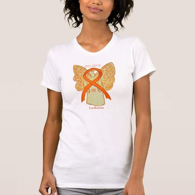 Leukemia Orange Awareness Ribbon Angel Shirt (Front)