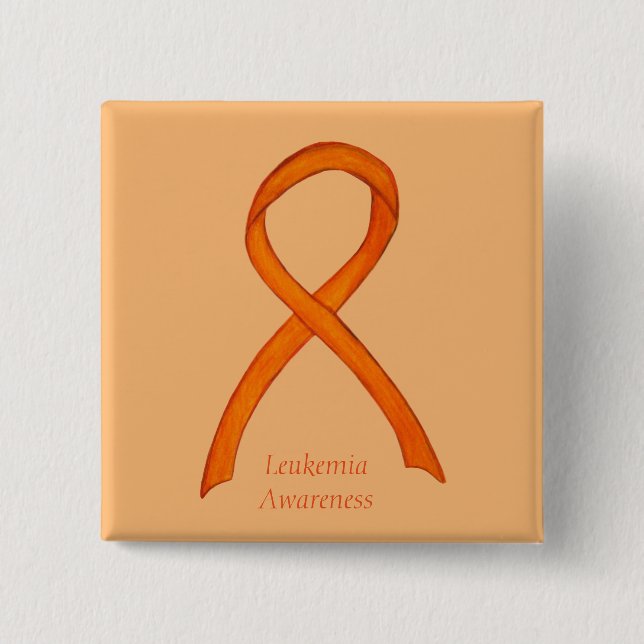 Leukemia Orange Awareness Ribbon Custom Art Pins (Front)