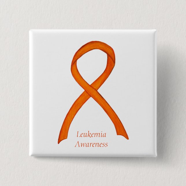 Leukemia Orange Awareness Ribbon Custom Art Pins (Front)