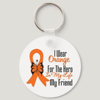 Leukemia Orange Ribbon Hero My Friend Keychain