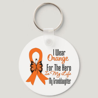 Leukemia Orange Ribbon Hero My Granddaughter Keychain