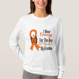 Leukemia Orange Ribbon Hero My Grandson T-Shirt