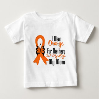 Leukemia Orange Ribbon Hero My Mom Baby T-Shirt