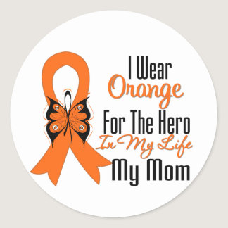 Leukemia Orange Ribbon Hero My Mom Classic Round Sticker