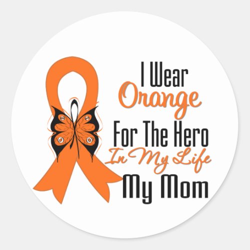 Leukemia Orange Ribbon Hero My Mom Classic Round Sticker