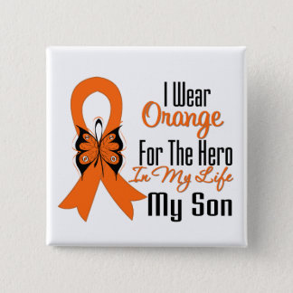 Leukemia Orange Ribbon Hero My Son Pinback Button