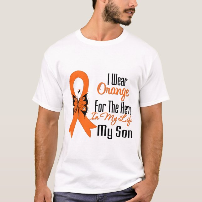 Leukemia Orange Ribbon Hero My Son T-Shirt (Front)