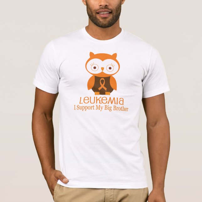 Leukemia Orange Ribbon Owl  Big Brother T-Shirt (Front)