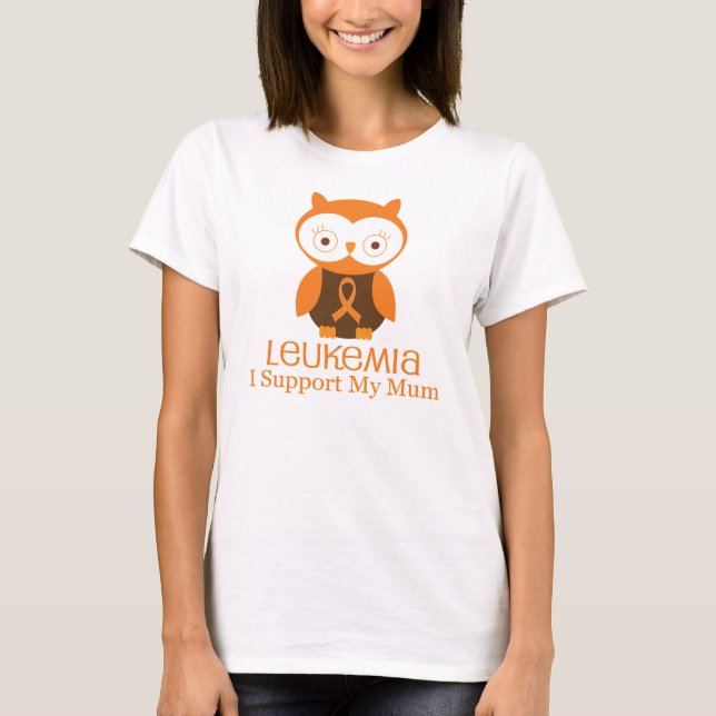 Leukemia Orange Ribbon Owl  Mum T-Shirt (Front)