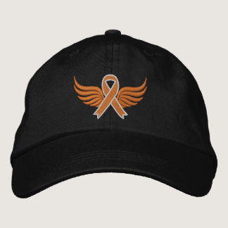 Leukemia Orange Ribbon Wings Embroidered Baseball Cap