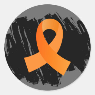 Leukemia Orange Ribbon With Scribble Classic Round Sticker