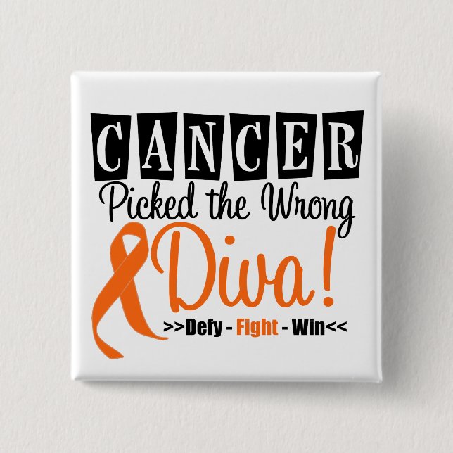 Leukemia Picked The Wrong Diva v2 Pinback Button (Front)