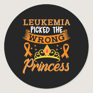 Leukemia Picked The Wrong Princess Cancer Awarenes Classic Round Sticker