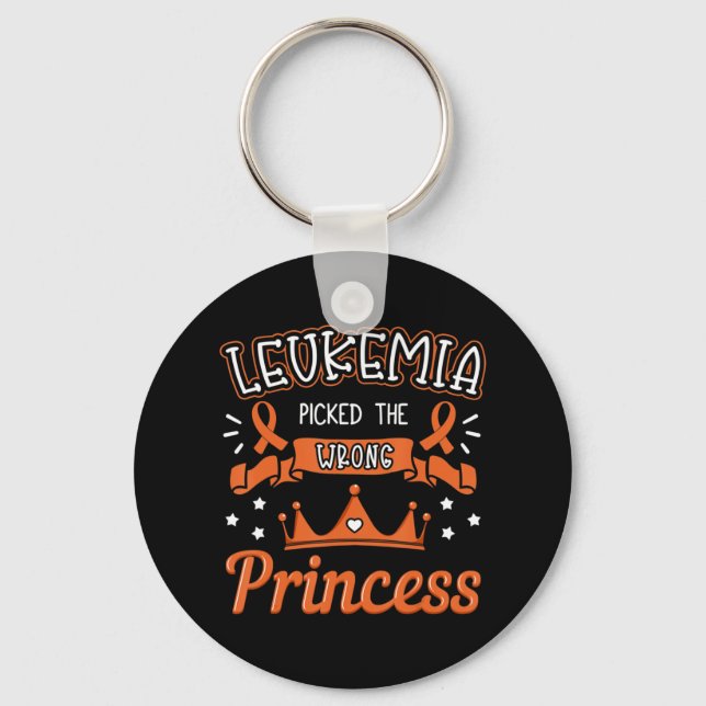 Leukemia Picked The Wrong Princess Cancer Awarenes Keychain (Front)